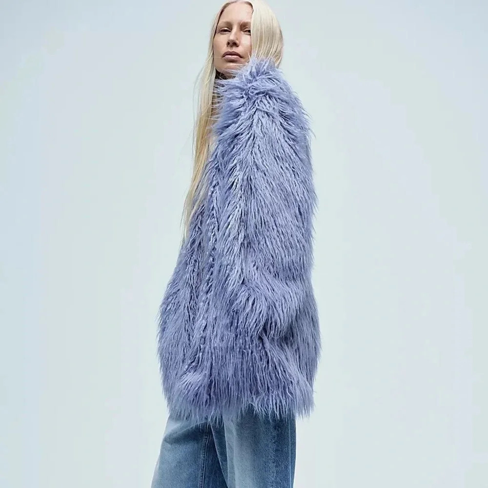NWT Free People Renata Fur Jacket Blue Taylor Swift
